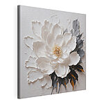 Canvas Schilderijen Witte bloem met gestructureerde bloemblaadjes