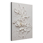 Canvas Schilderijen Delicaat wit artwork met bloemmotief