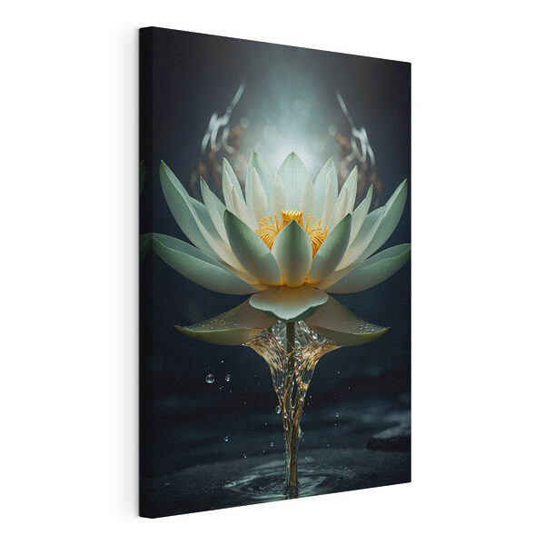 Canvas Schilderijen Stralende lotus die oprijst uit water