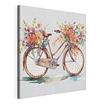 Canvas Schilderijen Fiets versierd met levendige bloemen
