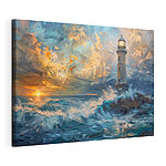 Canvas Schilderijen Vuurtoren in de oceaan