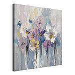 Canvas Schilderijen Kleurrijke bloesems op canvas met structuur
