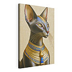 Canvas Schilderijen Majestueuze kat met blauwe accenten