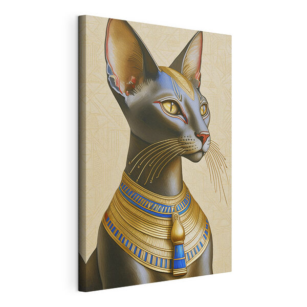 Canvas Schilderijen Majestueuze kat met blauwe accenten