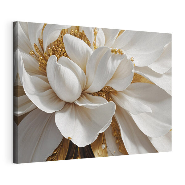 Canvas Schilderijen Elegante witte bloemblaadjes met accenten