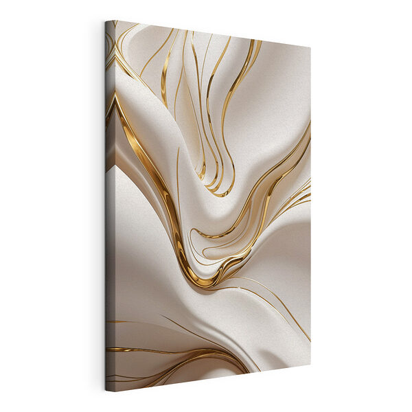 Elegante wervelingen van crème en amber Canvas Schilderijen Elegante wervelingen van crème en amber
