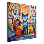 Canvas Schilderijen Groep katten in een groep