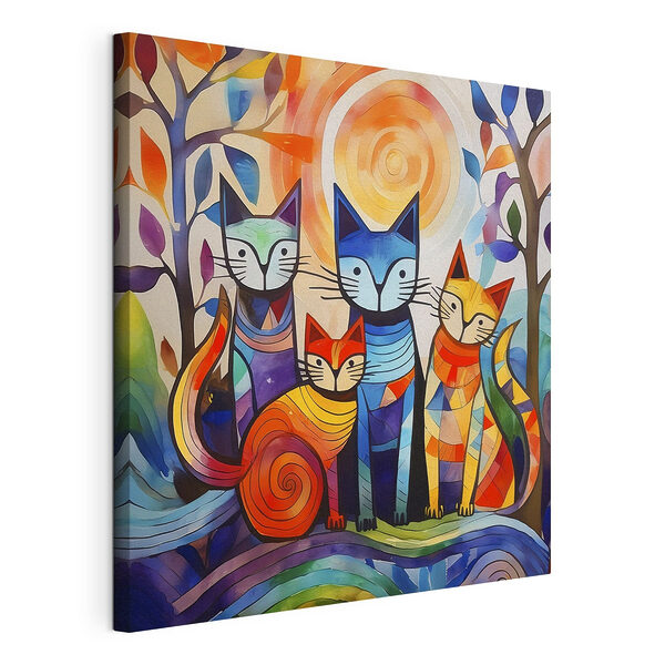 Groep katten in een groep Canvas Schilderijen Groep katten in een groep