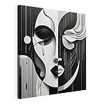 Canvas Schilderijen Zwart-wit afbeelding van het gezicht van een vrouw
