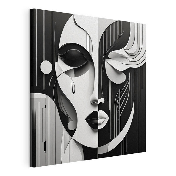 Zwart-wit afbeelding van het gezicht van een vrouw Canvas Schilderijen Zwart-wit afbeelding van het gezicht van een vrouw