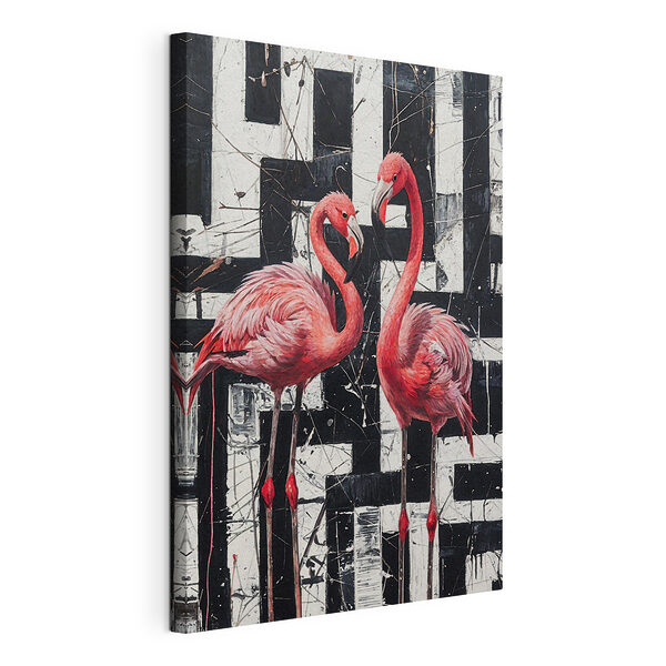 Schilderij van een flamingo Canvas Schilderijen Schilderij van een flamingo