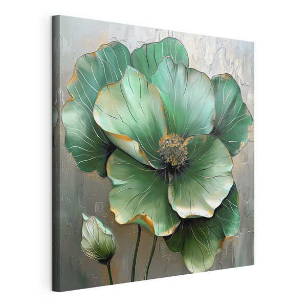 Canvas Schilderijen Elegante blauwgroene bloem in volle bloei