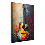 Canvas Schilderijen Levendige gitaar tegen abstracte achtergrond