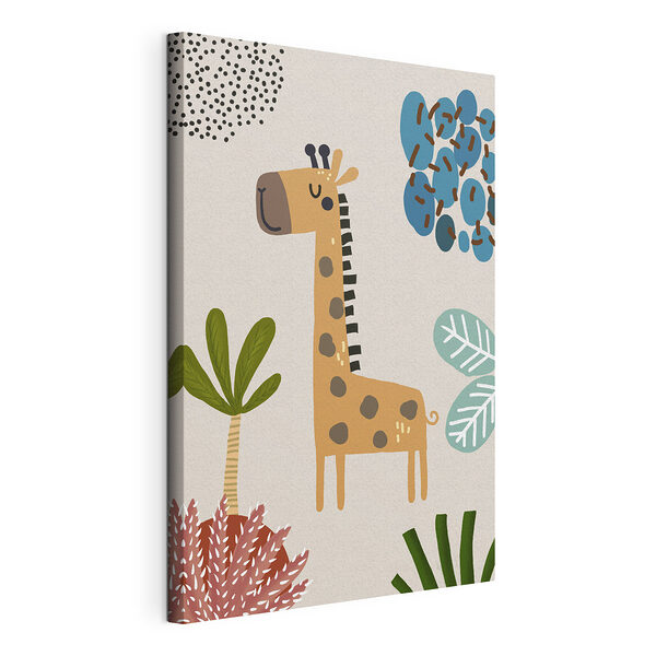 Canvas Schilderijen Giraffe en een boom