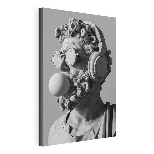 Beeld van een man met koptelefoon en kauwgom Canvas Schilderijen Beeld van een man met koptelefoon en kauwgom
