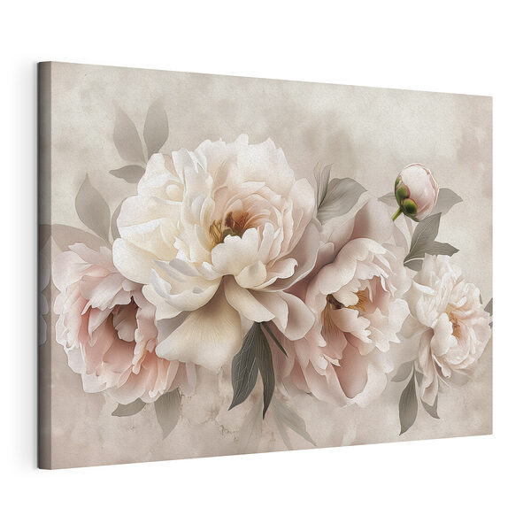 Canvas Schilderijen Groep bloemen op witte achtergrond