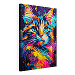 Canvas Schilderijen Kleurrijke kat met blauwe ogen