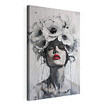 Canvas Schilderijen Schilderij van een vrouw met bloemen op haar hoofd