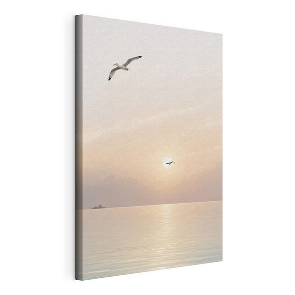 Canvas Schilderijen Zeemeeuw vliegend over water