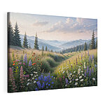 Canvas Schilderijen Bloemen- en bomenveld