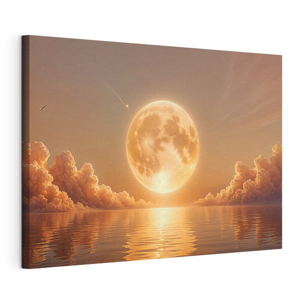 Maan en wolken aan de hemel Canvas Schilderijen Maan en wolken aan de hemel