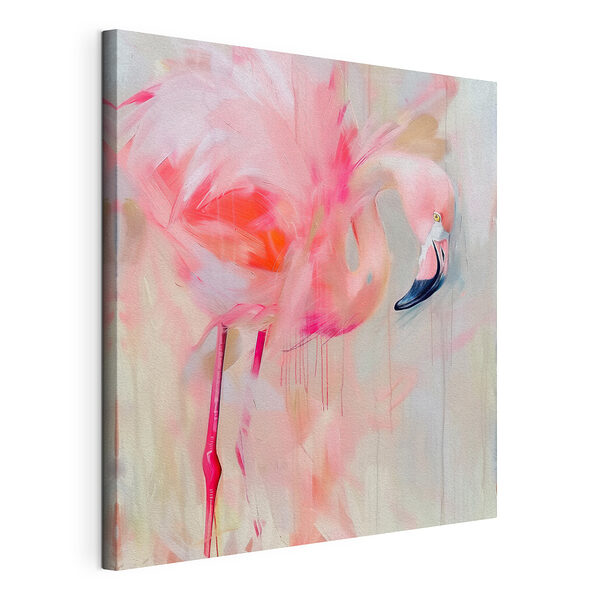 Canvas Schilderijen Roze flamingo met lange poten
