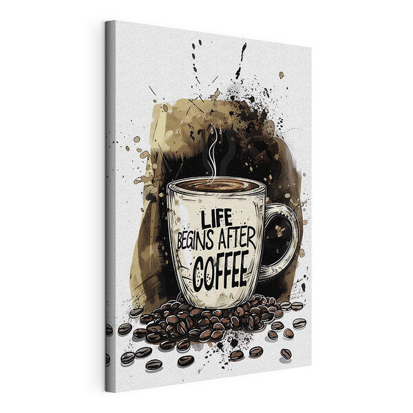 Koffiemok met een stomende vloeistof erin Canvas Schilderijen Koffiemok met een stomende vloeistof erin