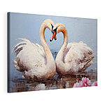 Canvas Schilderijen Twee zwanen in het water