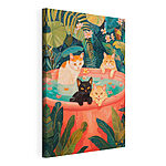 Canvas Schilderijen Katten in een bak water