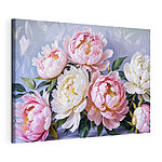 Canvas Schilderijen Groep roze en witte bloemen