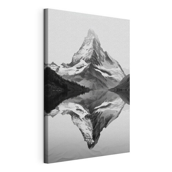 Canvas Schilderijen Berg met een meer en bomen