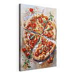Canvas Schilderijen Aquarel van een pizza