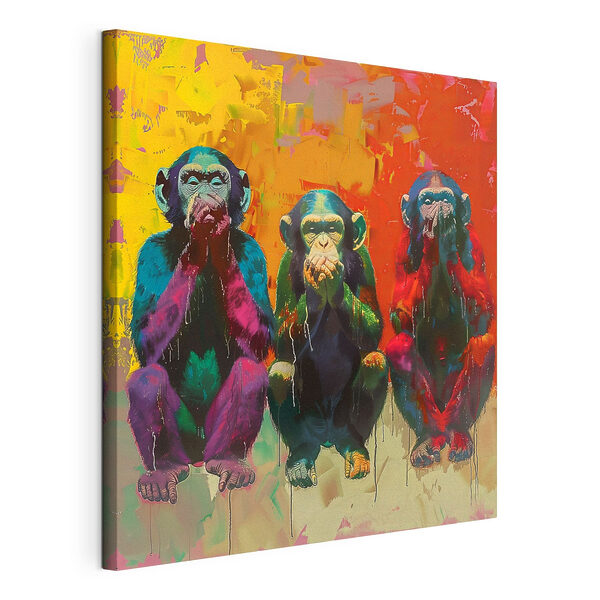 Groep apen bij elkaar Canvas Schilderijen Groep apen bij elkaar