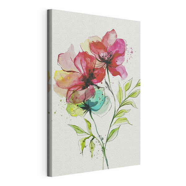 Schilderij van bloemen en bladeren Canvas Schilderijen Schilderij van bloemen en bladeren