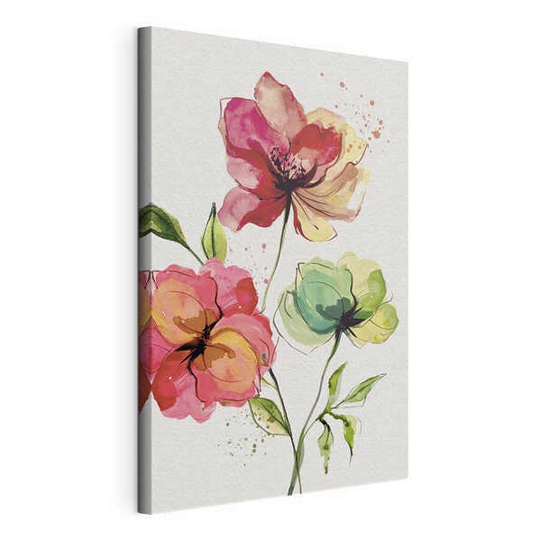 Aquarel van bloemen Canvas Schilderijen Aquarel van bloemen