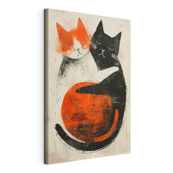 Canvas Schilderijen Twee katten knuffelen elkaar