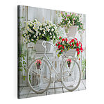 Canvas Schilderijen Fiets met bloemen in manden