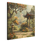 Canvas Schilderijen Gazebo in een tuin