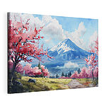 Canvas Schilderijen Berg met roze bloemen