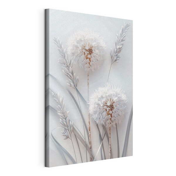 Witte bloem met witte bladeren Canvas Schilderijen Witte bloem met witte bladeren