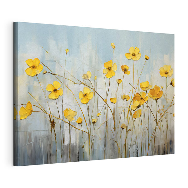Canvas Schilderijen Schilderij van gele bloemen