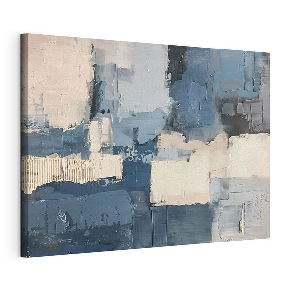 Canvas Schilderijen Schilderen van verschillende tinten blauw en wit