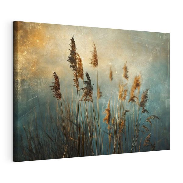 Canvas Schilderijen Gefluister tussen gloeiend schemerriet