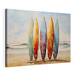 Canvas Schilderijen Groep surfplanken op een strand
