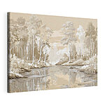 Canvas Schilderijen Rivier met bomen en planten