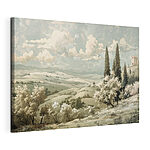 Canvas Schilderijen Landschap met bomen en heuvels