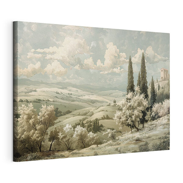 Landschap met bomen en heuvels Canvas Schilderijen Landschap met bomen en heuvels