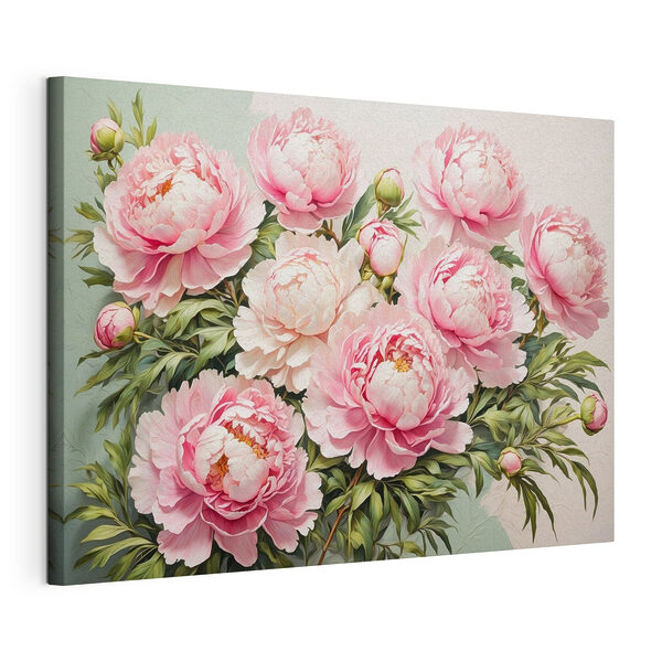 Groep roze bloemen Canvas Schilderijen Groep roze bloemen