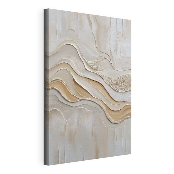 Canvas Schilderijen Witte en bruine golvende lijnen