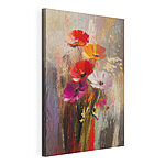 Canvas Schilderijen Schilderij van bloemen op een glazen oppervlak